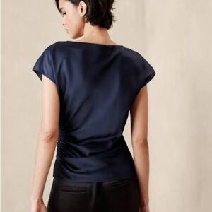 NWT Banana Republic Factory Navy Side-Shirred Blouse